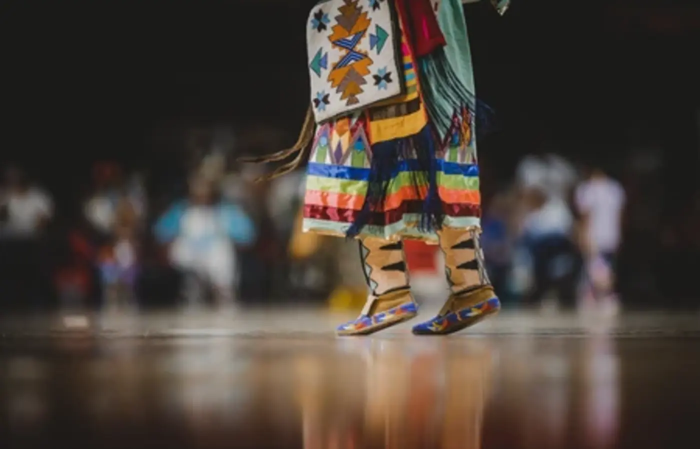 Feet of a dancer at the Pow-Wow.